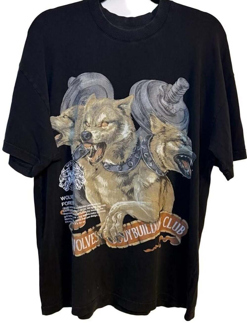 Darc Sport Wolves Bodybuilding Club Three-Headed Wolf T-Shirt Size S Black